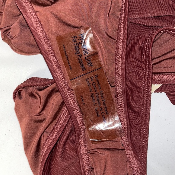 NWT Ris-K by Dippin Daisys Brown Ribbed Strapless One Piece Bandeau Swimsuit S - Picture 11 of 14